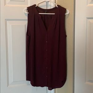 Forever 21 Sleeveless Plum Button Down Blouse Sz L